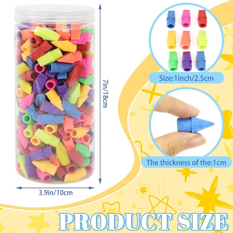PRALB 400pcs Pencil Top Eraser Bulk Caps for Pencils,Chisel Shape Erasers Toppers for Party Favors Games Prizes, Pencil Top Erasers Cap for Home School Classroom Office - Image 2